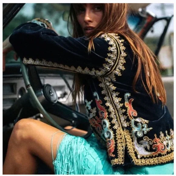 Chasing Unicorns Revolution Jacket M - Navy Silk Velvet IYKYK 🦄 - Picture 3 of 13